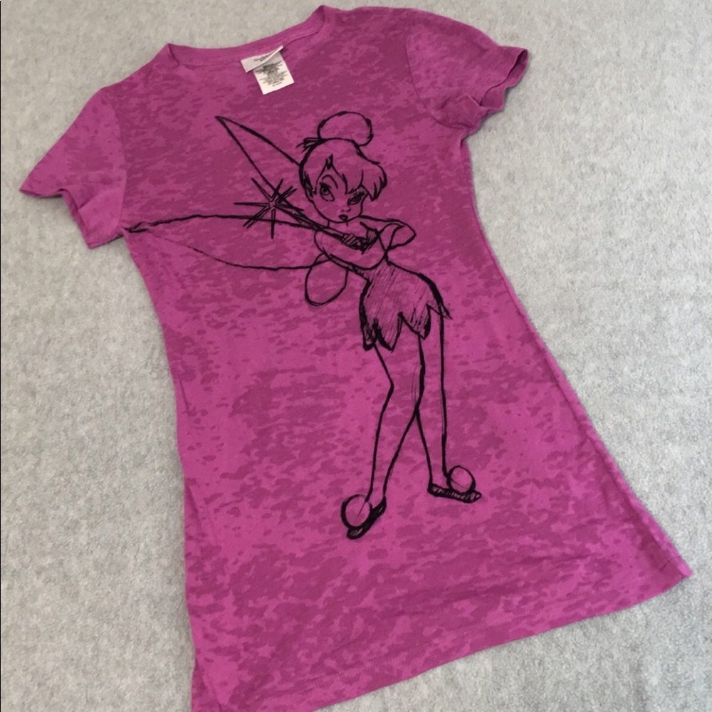 Y2K Disney Tinkerbell Top Tshirt Womens Small Burnout Purple Twee Grunge Moody